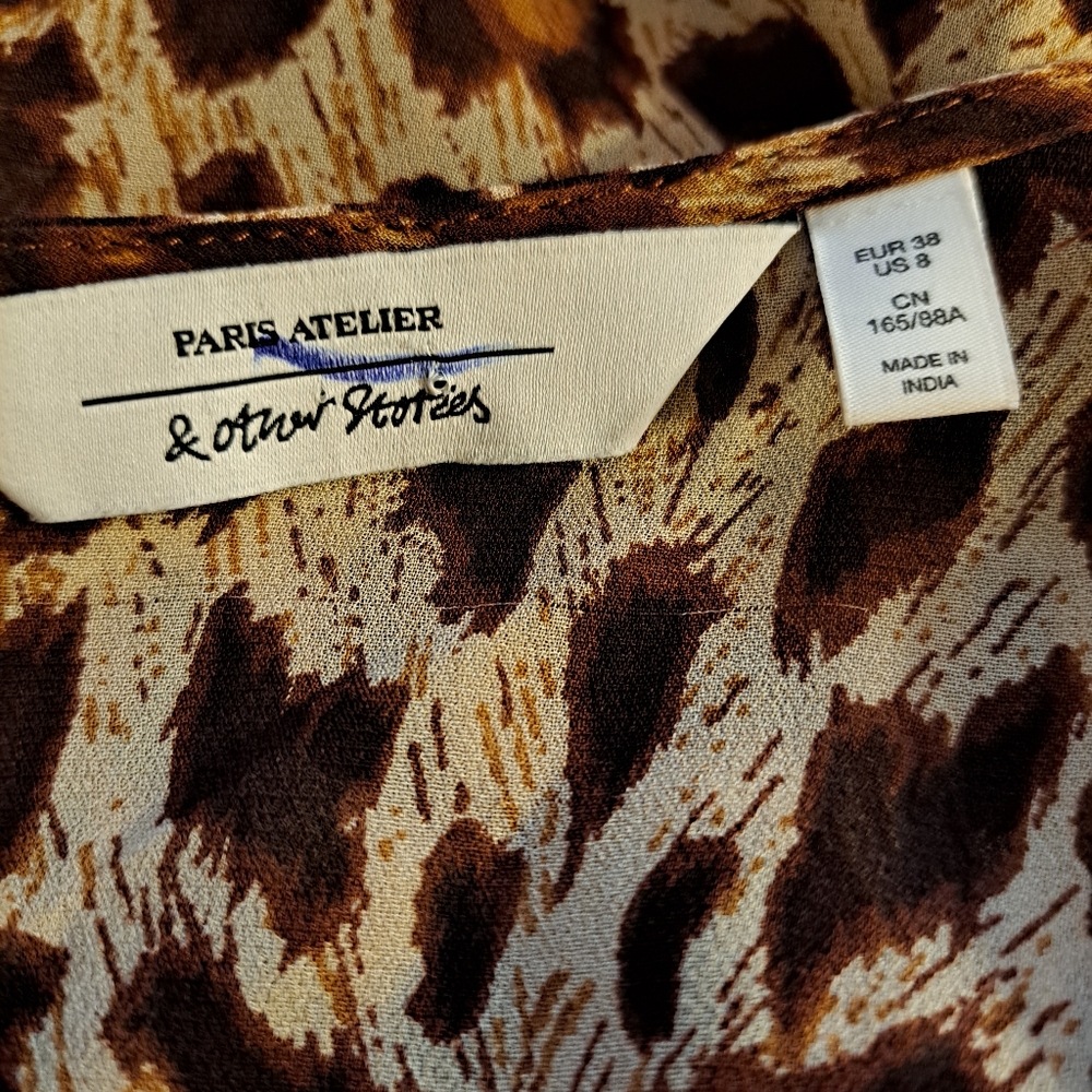 &other stores Paris Atelier Ruffled Sleeve Animal Print Top - Picture 7 of 10